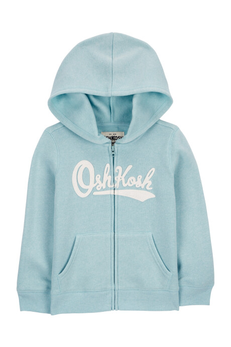 Campera de algodón, con capucha y logo, celeste Sin color