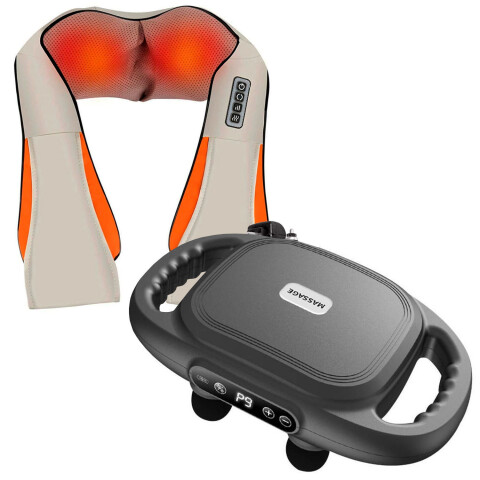 Pack Masajeador Eléctrico Shiatsu + Masajeador De Almohada COMBO MASAJEADORES 201878 + 900401