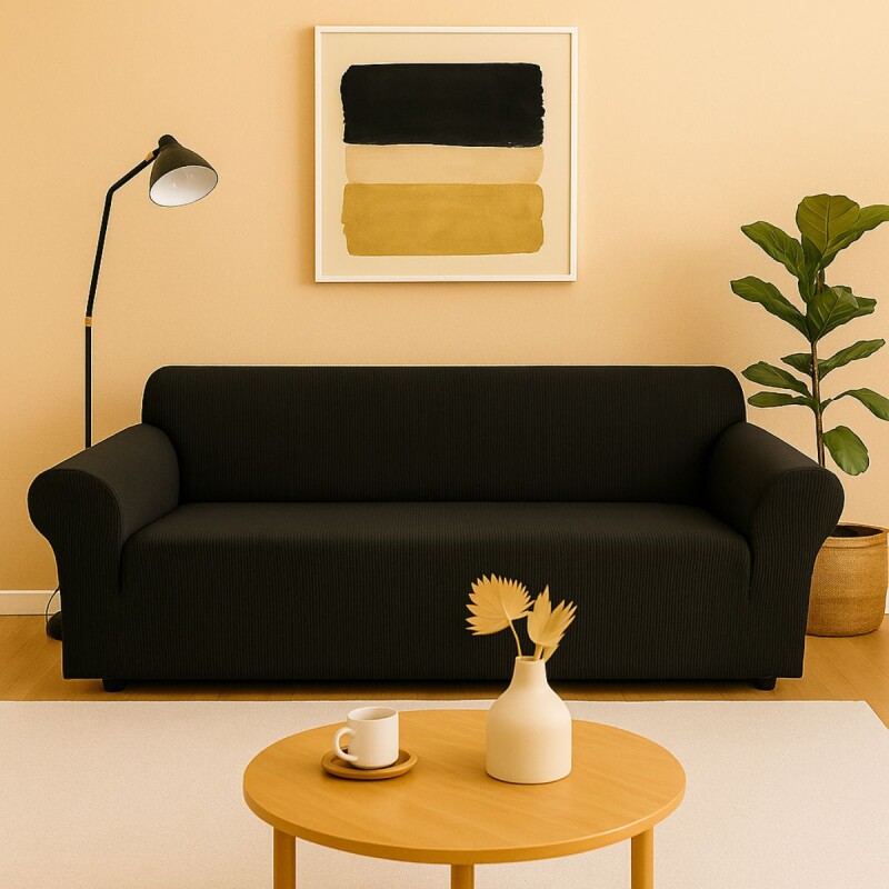 Funda cubre sofá elástica kit 3+2 NEGRO