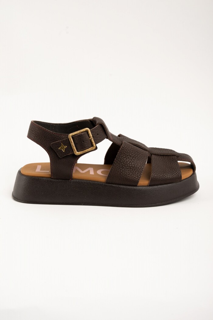 Sandalia Cangrejera Con Plataforma Chocolate