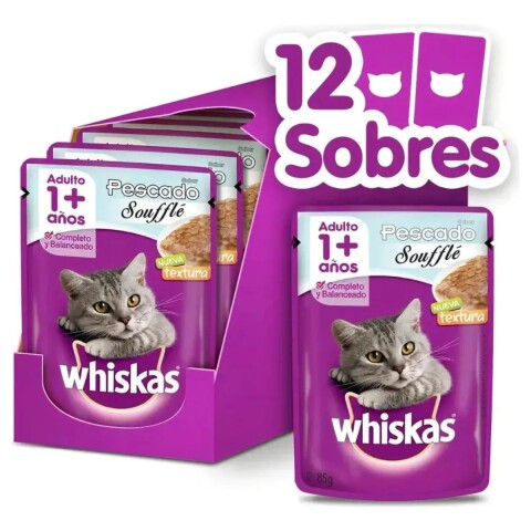 WHISKAS EN SALSA CAJA 12 UNIDADES PESCADO SOUFFLE