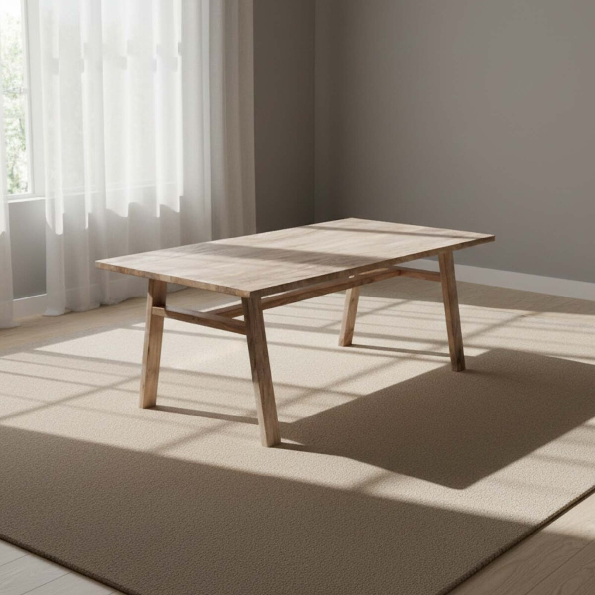 MESA DE COMEDOR - MADERA NATURAL-BEIGE MANGO 