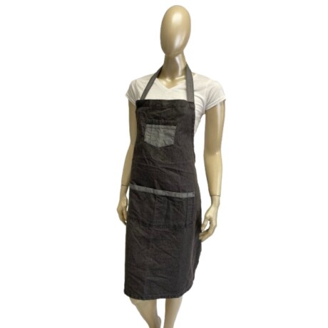 Delantal de Jean con dos bolsillos Jean Gris oscuro