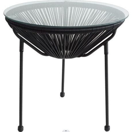Mesa ratona de exterior de ratán redonda negra Mesa ratona de exterior de ratán redonda negra