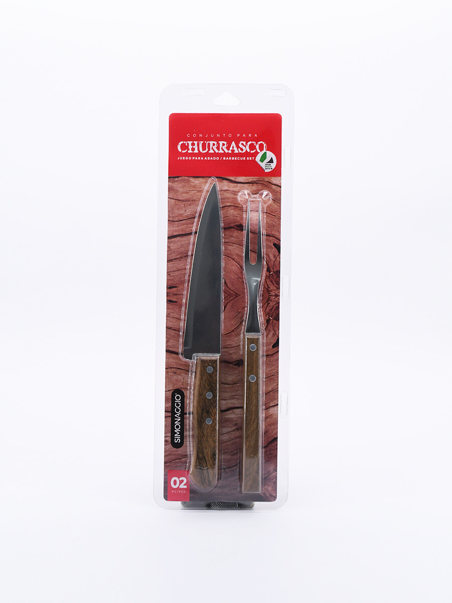 SET ASADOR CUCHILLA Y TENEDOR PARILLA - MARRON 