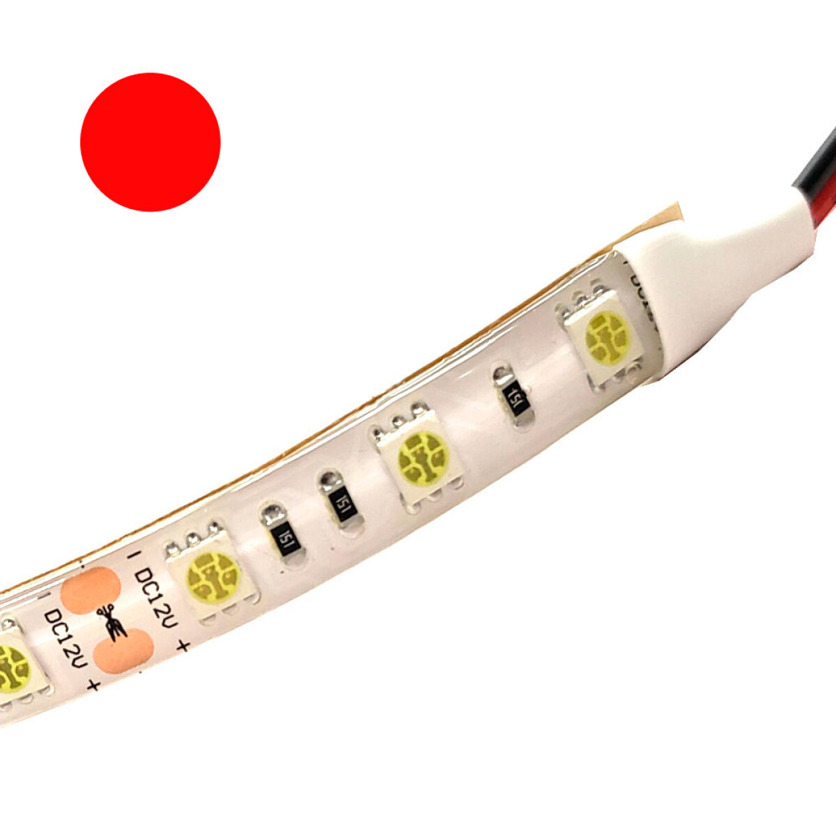 LAMPARA - CINTA LED ROJA 12V ROLLO 5 METROS - 