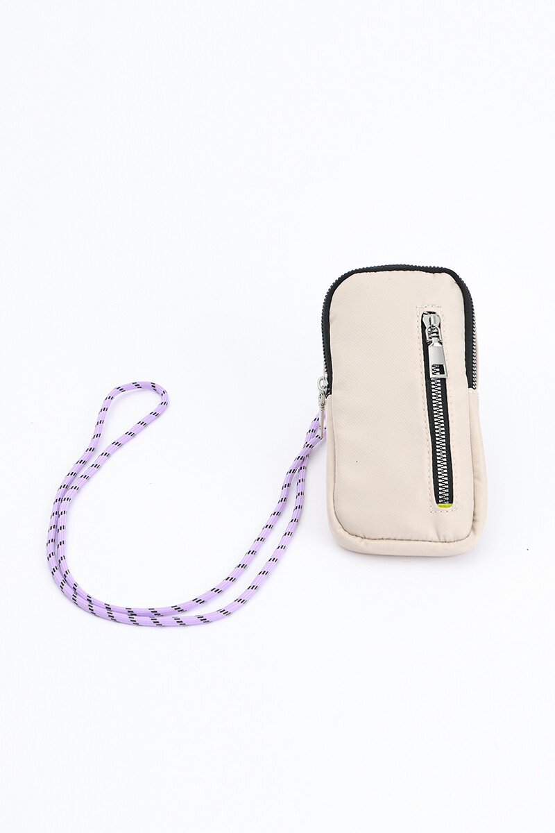 Porta Celular Nylon doble cierre Crudo