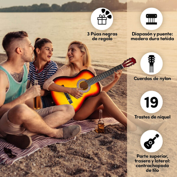 Guitarra Criolla Clasica Tamaño 4/4 39 Para Iestros Con Estuche Funda Y Puas Imback Color Cedro Guitarra Criolla Clasica Tamaño 4/4 39 Para Iestros Con Estuche Funda Y Puas Imback Color Cedro