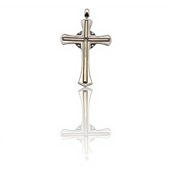 Dije Cruz-Plata 925 y Oro-Piedra Zirconia-CP5326 conpiedra