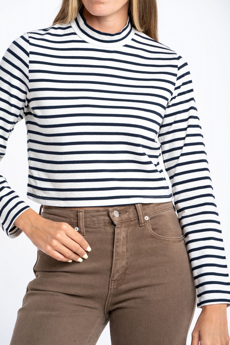 Polera Alogodón Elastano Rayada Nacar