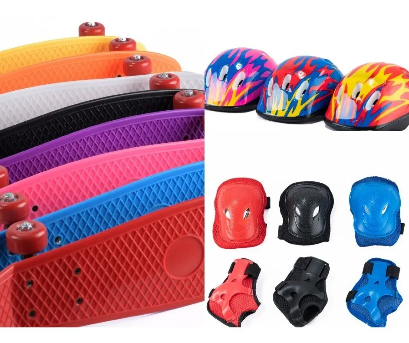 Set de patineta penny de 55cm + Set de protección + casco De 6 A 10 años 