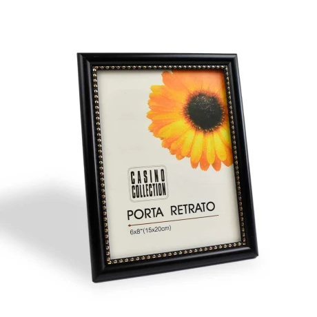 PORTARRETRATO PLASTICO MARCO NEGRO CON DORADO23X18X1CM PARA FOTO 15X20CM 26948 PORTARRETRATO PLASTICO MARCO NEGRO CON DORADO23X18X1CM PARA FOTO 15X20CM 26948