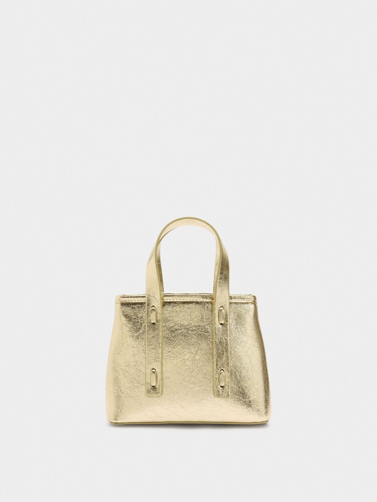 Bolso Tote Efecto Craquelado dorado