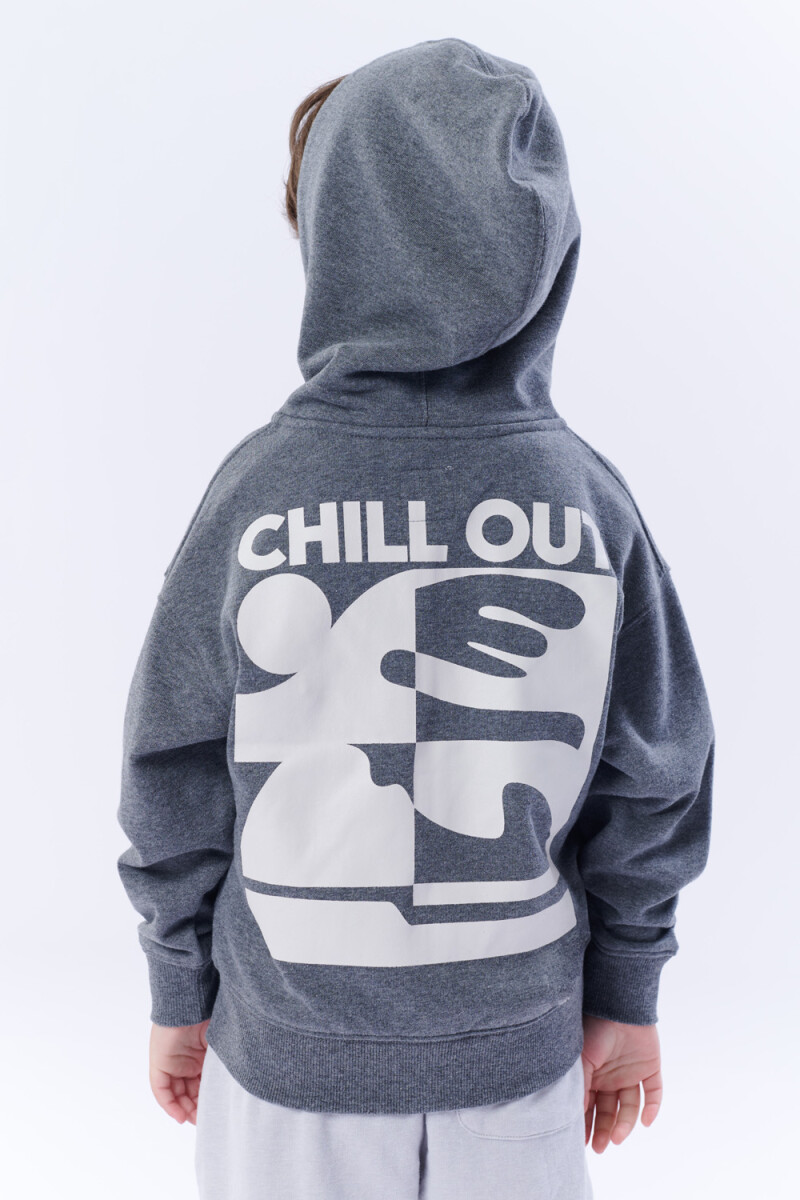 Campera deportiva estampa Chill Out Gris Melange Oscuro