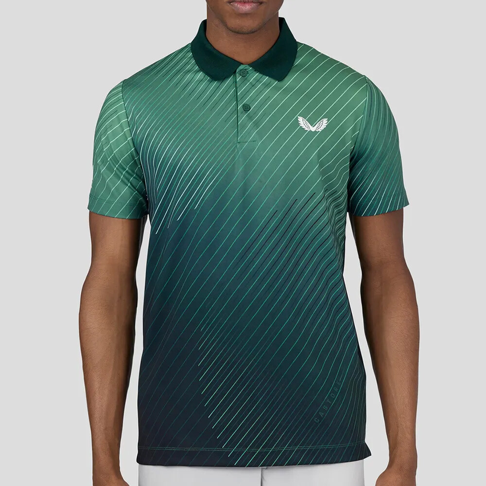 Geo Print Polo - Hombre Hunter Green