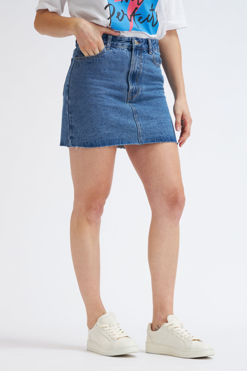 Minifalda de jean azul Azul Medio