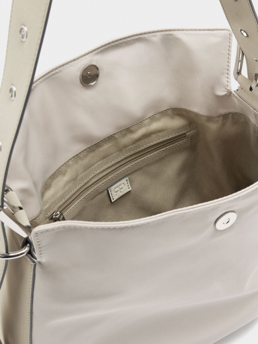 Bolso De Hombro Liso De Nylon gris