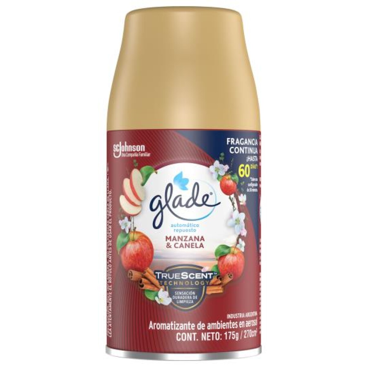 REPUESTO AROMATIZADOR GLADE AUTOM. MANZANA CANELA, 175G 