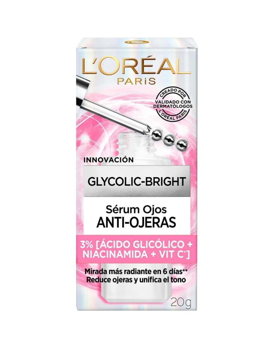 L’Oréal Sérum de Ojos Glycolic-Bright Anti-Manchas 20 gr | Iluminador y Corrector de Ojeras