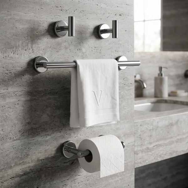 Set Accesorios De Baño Juego De 4 Piezas De Acero Inoxidable Percha Organizador Imback Color Plateado Set Accesorios De Baño Juego De 4 Piezas De Acero Inoxidable Percha Organizador Imback Color Plateado