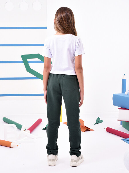 PANTALON DEPORTIVO DE FELPA SIN PUÑO VERDE