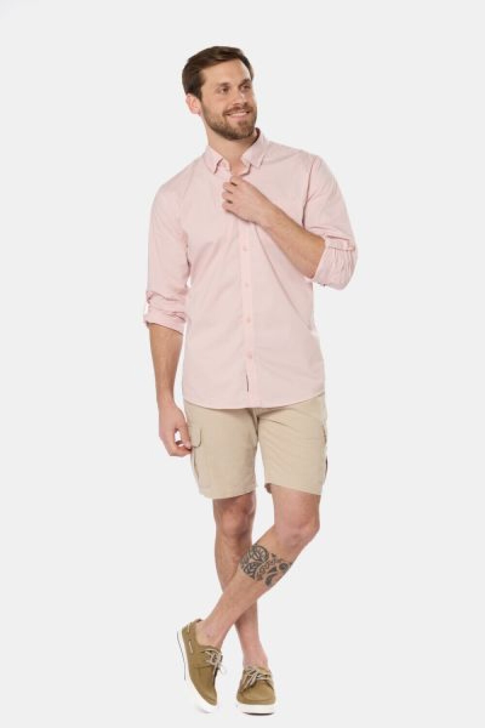 BERMUDA CARGO DE LINO Beige