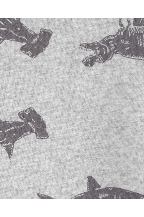 Campera de algodón, gris, diseño dinos y tiburones Sin color