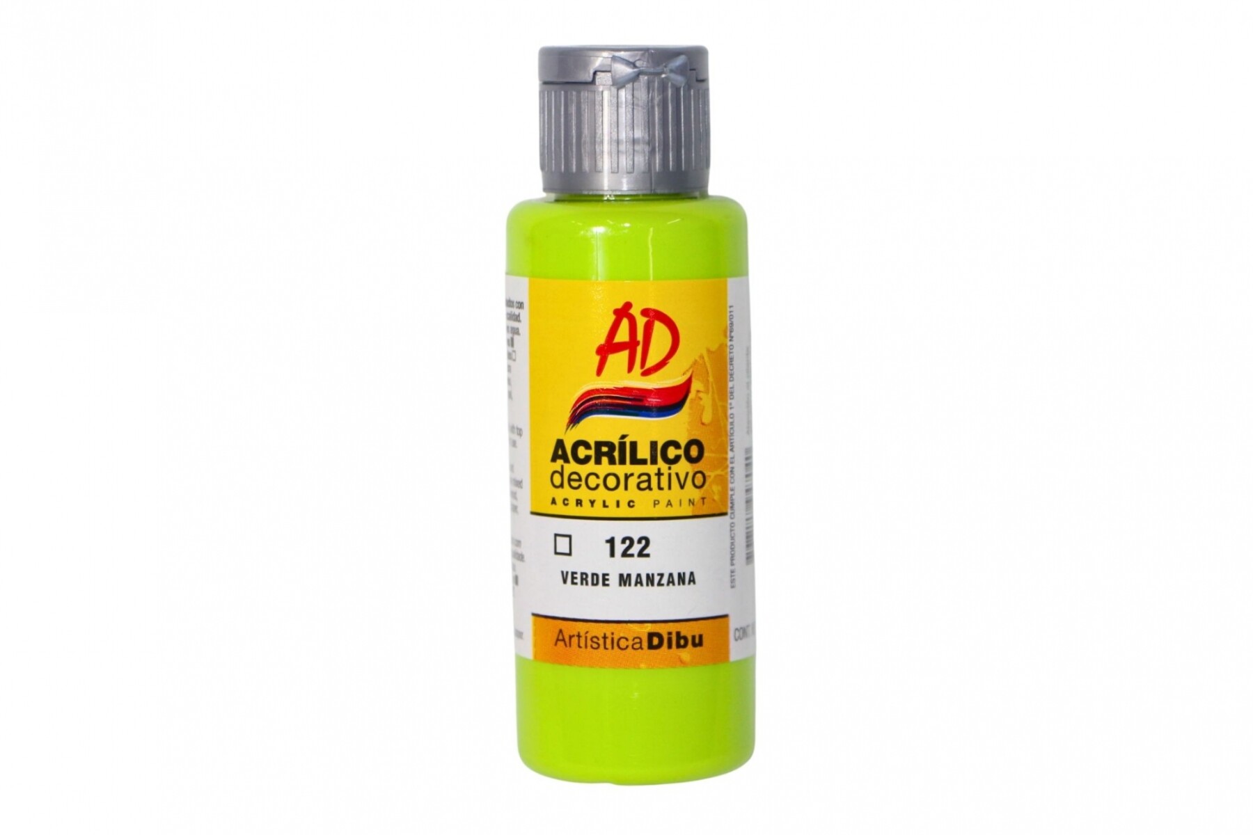PINTURA ACRILICA ARTISTICA DIBU 60 ML. DIFERENTES COLORES - COLOR VERDE MANZANA 122 