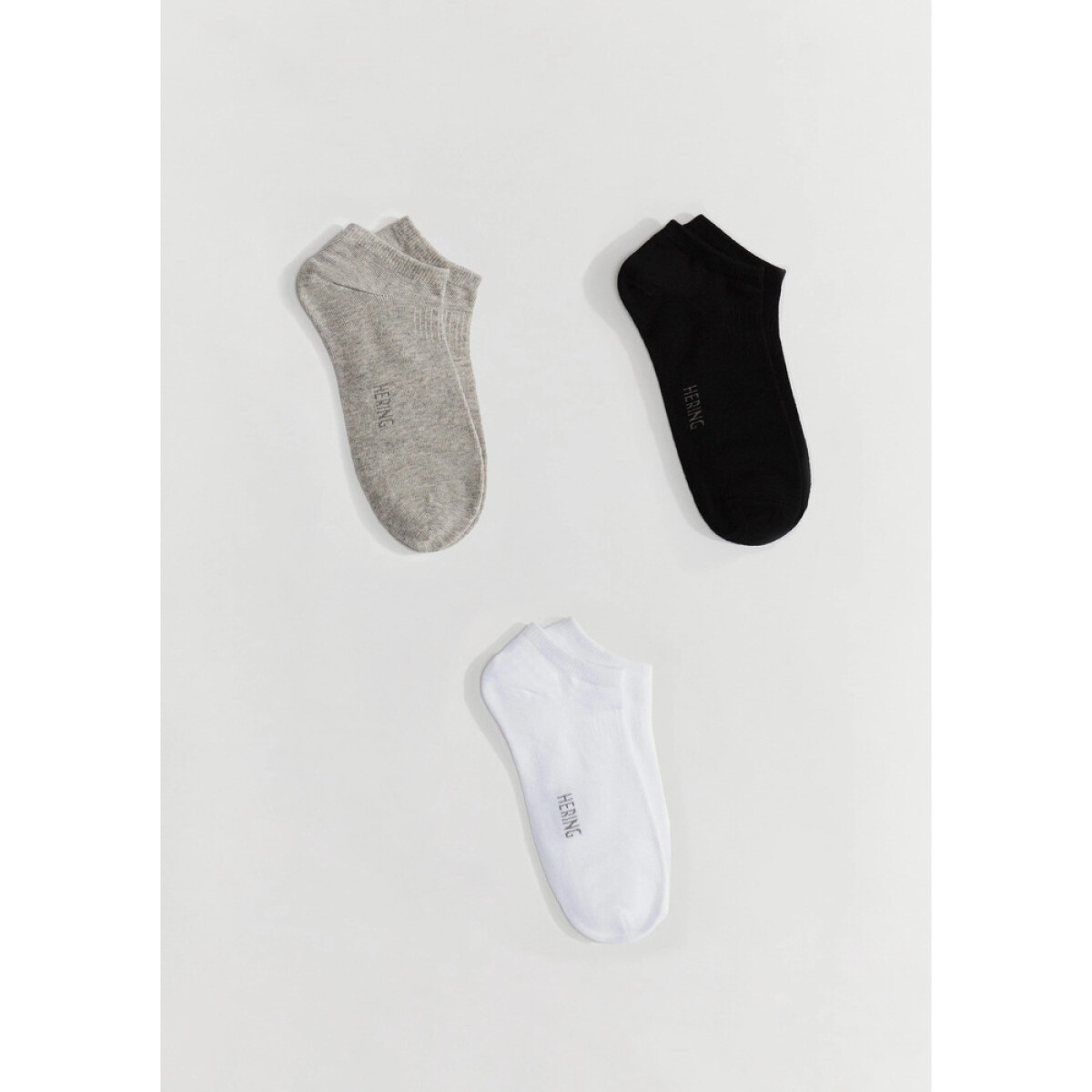 KIT COM 3 PARES MEIAS UNISSEX - PRETO/CINZA/BRANCO 