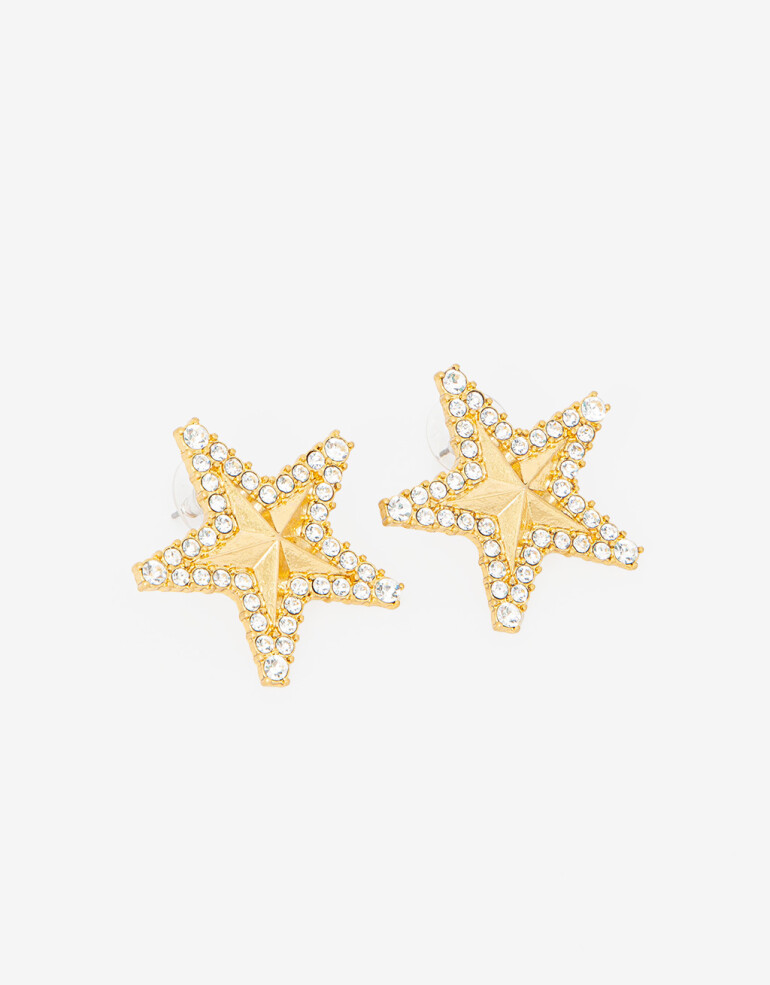 Aros Pasantes Strass Aros Estrella Cowboy - Dorado Oro Amarillo