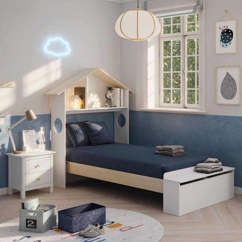 CAMA C/BAÚL MDF-Y-MADERA BLANCO SNOOPY