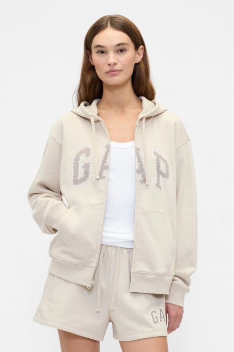 Buzo Canguro Con Cierre Logo Gap Mujer Bedrock 291