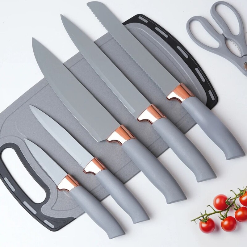Utensilios Y Cuchillos Cocina Con Soporte Y Tabla Set 19pcs Color Gris Utensilios Y Cuchillos Cocina Con Soporte Y Tabla Set 19pcs Color Gris