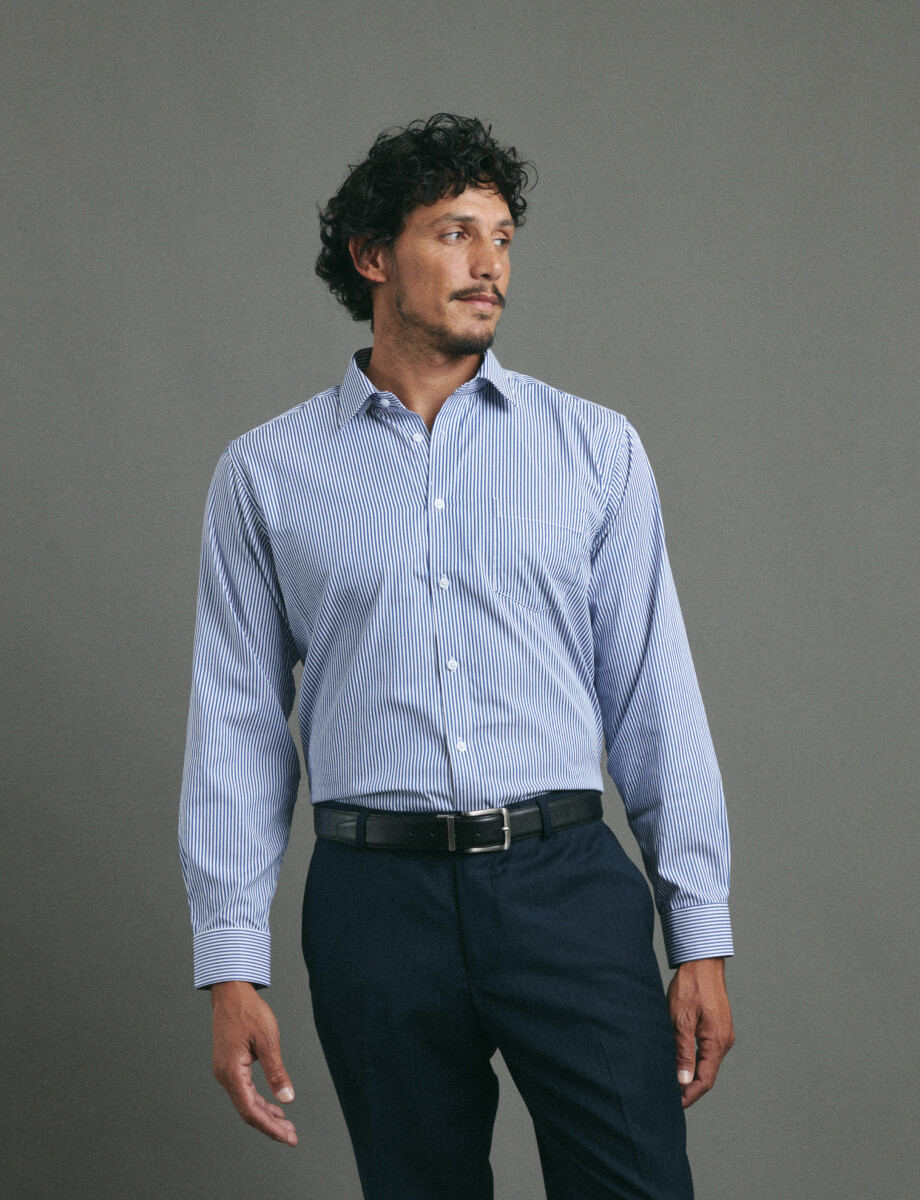 012687 CAMISA HARRINGTON LABEL Azul/blanco