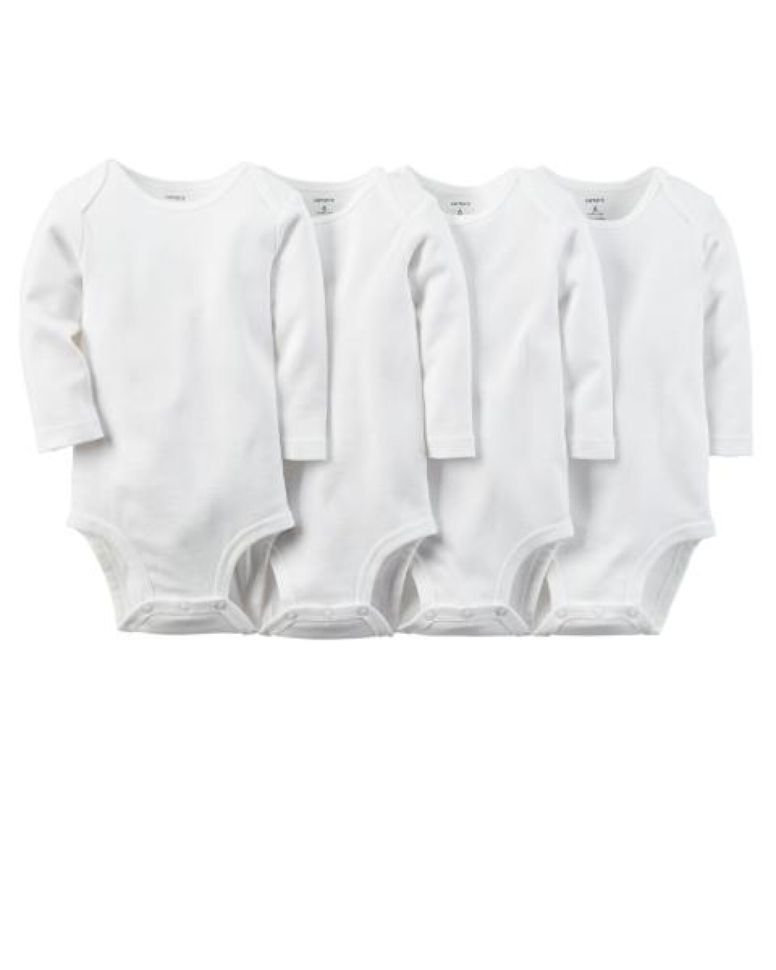Pack cuatro bodies de algodón, manga larga, blancos Sin color