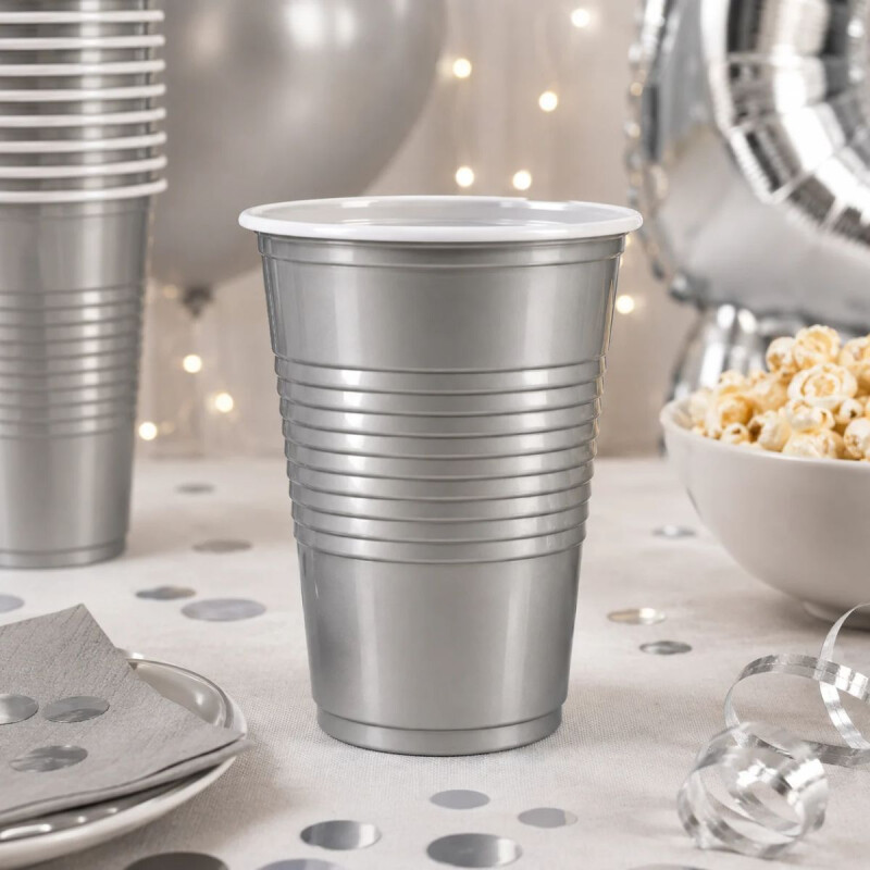Vaso 350ml Diferentes colores x50un Plateado