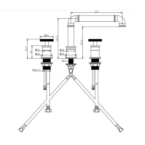 Lavatorio Bimando Industrial Negro Mate 000