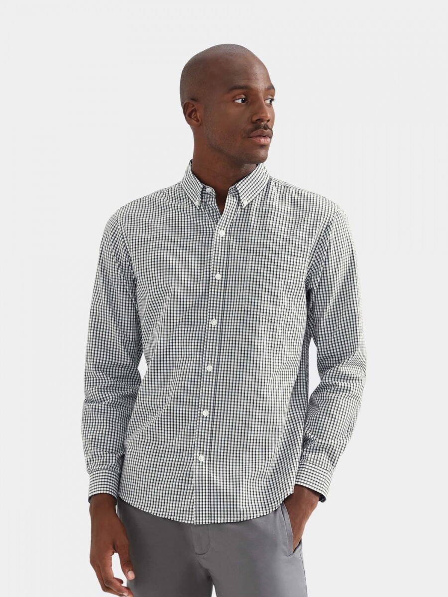 CAMISA MANGA LARGA SLIM CON ESTAMPADO - CELESTE 