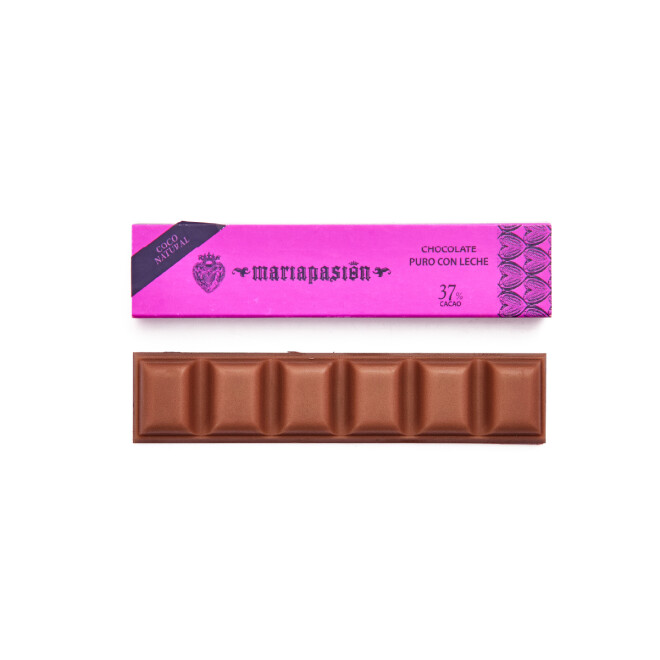 Barra Chocolate Leche 37% - Coco Natural - 40g. Barra Chocolate Leche 37% - Coco Natural - 40g.