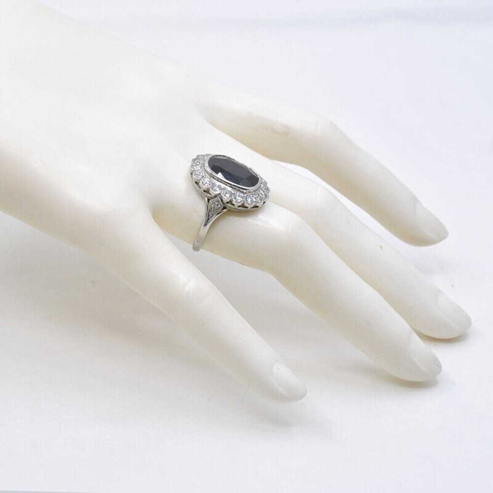 Anillo Nuevo En Platino, Zafiro Y Brillantes Anillo Nuevo En Platino, Zafiro Y Brillantes