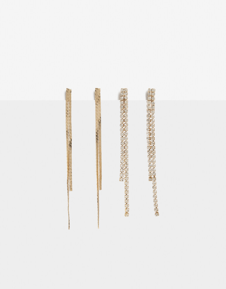 Aros Sets Strass Set De Aros Colgantes Strass - Dorado