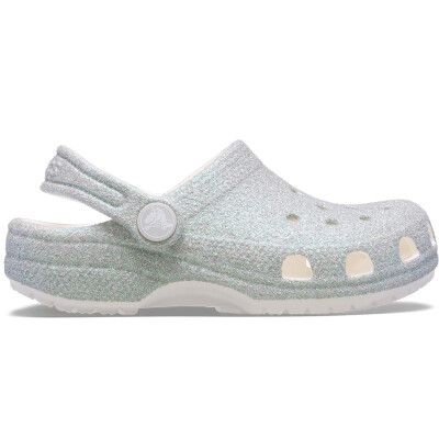 Classic Clog Iridescent Glitter Blanco
