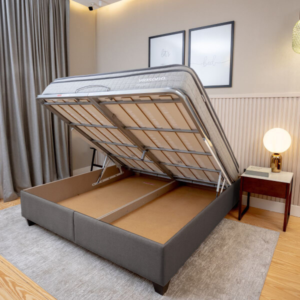 Cama baúl FLAT Gris - 2 PLAZAS