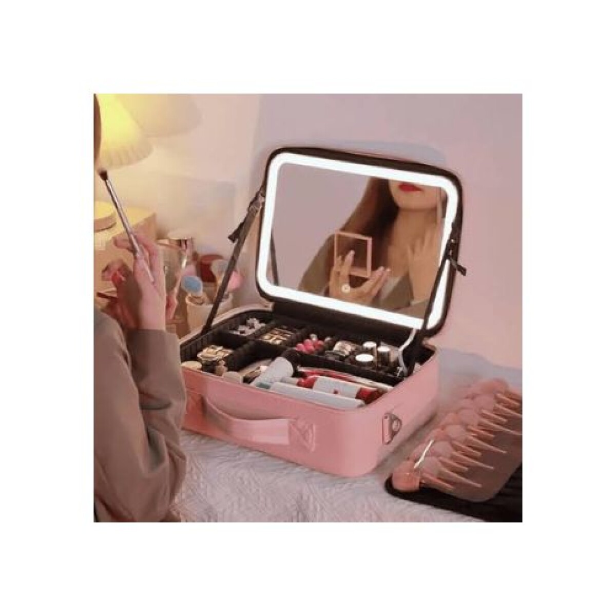 Estuche de maquillaje inteligente con luz LED - Estuche De Maquillaje Inteligente Con Luz Led 