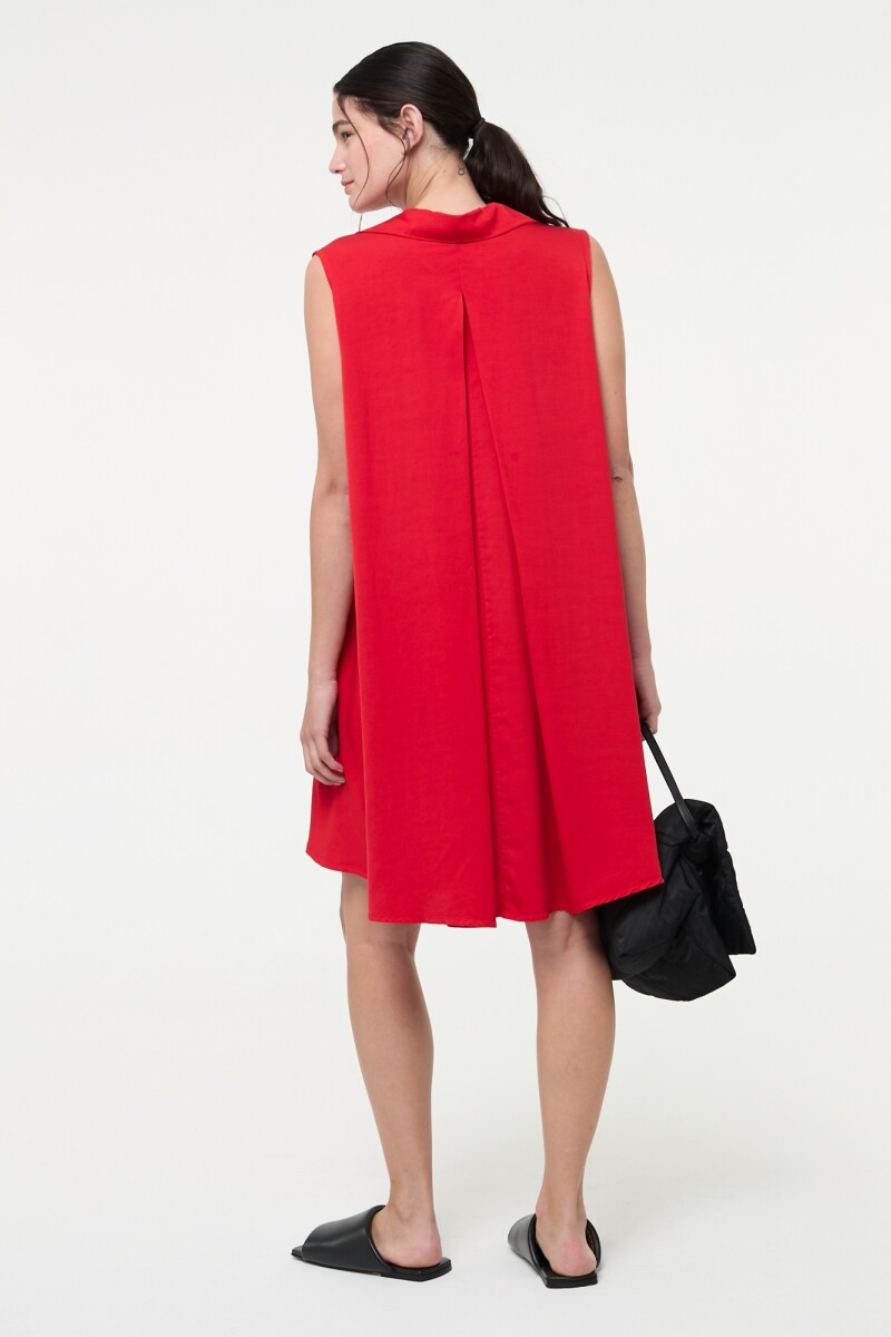 VESTIDO CORTO CON CUELLO Rojo