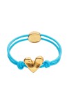 PULSERA DE HILO ELÁSTICO AZUL CON CORAZÓN BAÑADO EN ORO 18K Pulsera