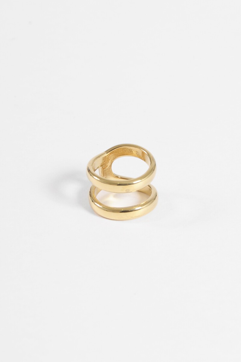 Anillo acero doble dorado