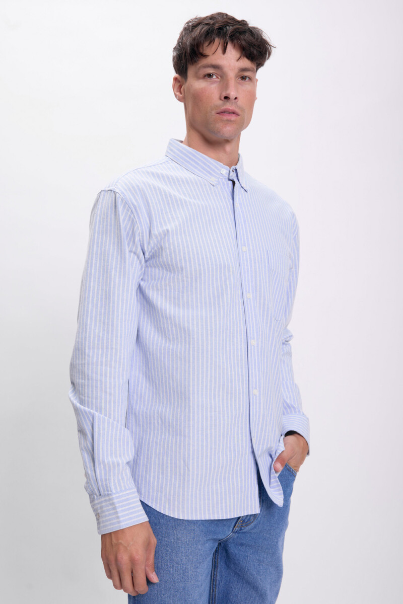 Camisa oxford rayas Blanco