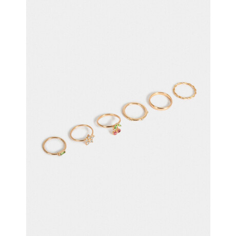 Set De Anillos De Metal Dorado