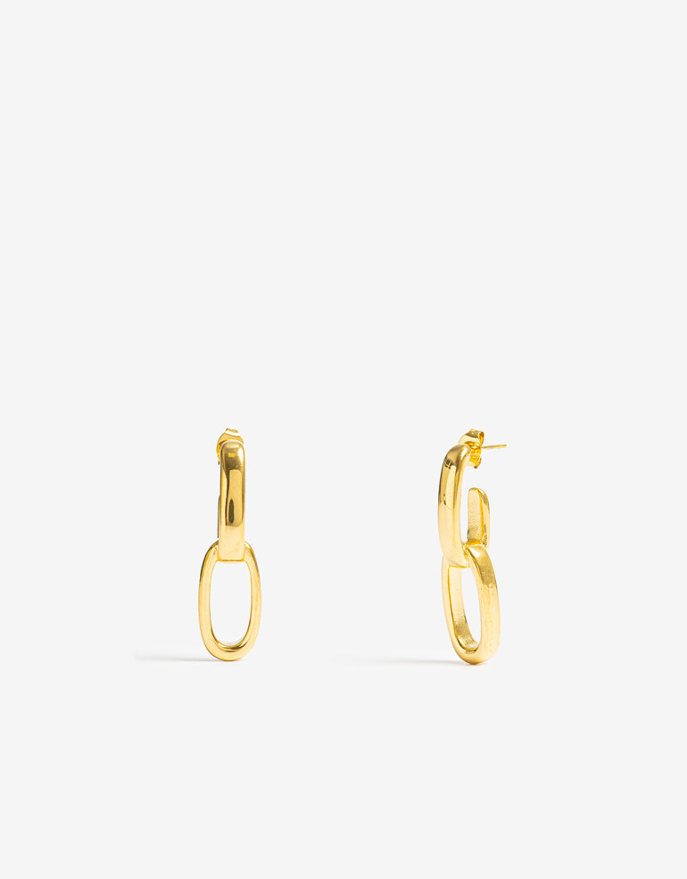 Aros Colgantes Cortos Metal Aros Cortos De Acero - Dorado